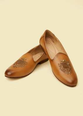 alt message - Manyavar Men Dark Brown Loafer Style Shoes